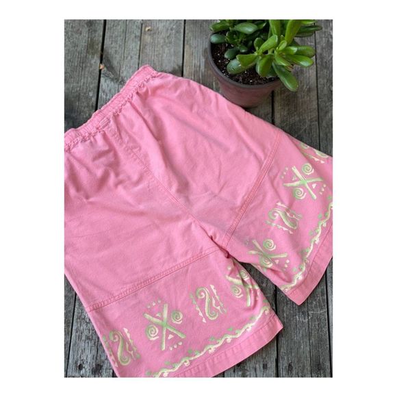 Vintage 80s 90s High Waist Shorts Bubblegum Pink Handpainted Floral - Picture 9 of 9